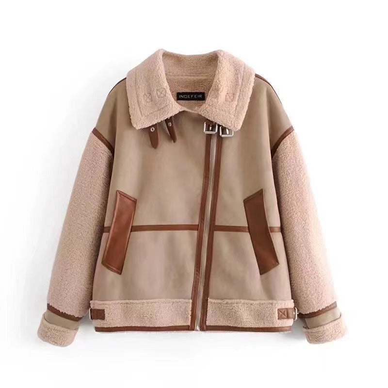 Beige and Bown Biker Jacket