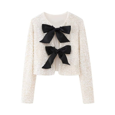 Bow Tie Sequinned Crop Top