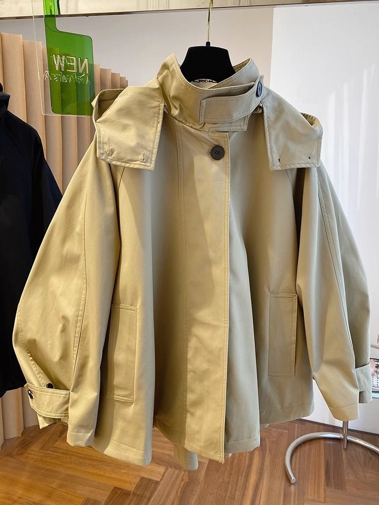 Cape Style Short Trench Coat