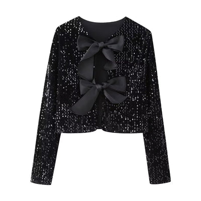 Bow Tie Sequinned Crop Top