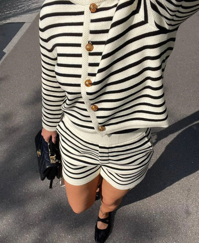 Striped Cardigan & Shorts