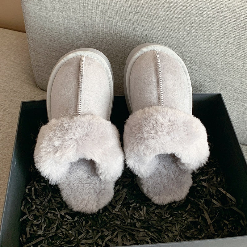 Faux Fur Platform Slippers