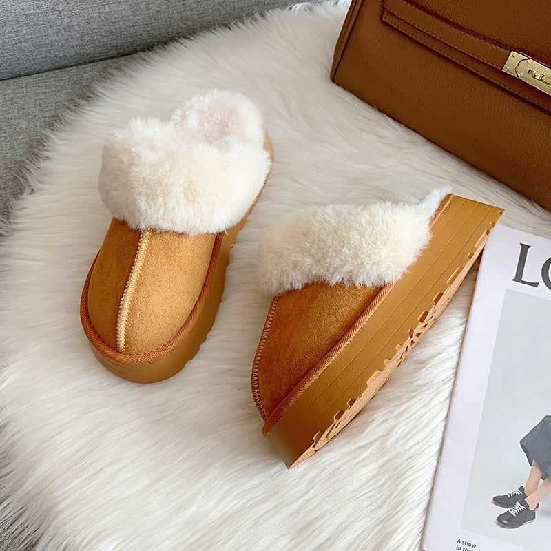 Faux Fur Platform Slippers