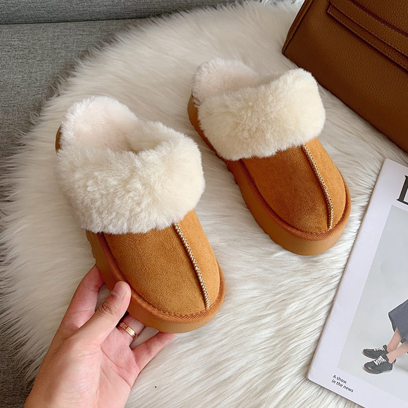 Faux Fur Platform Slippers