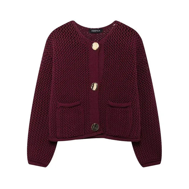 Knitted Sweater Wine Red