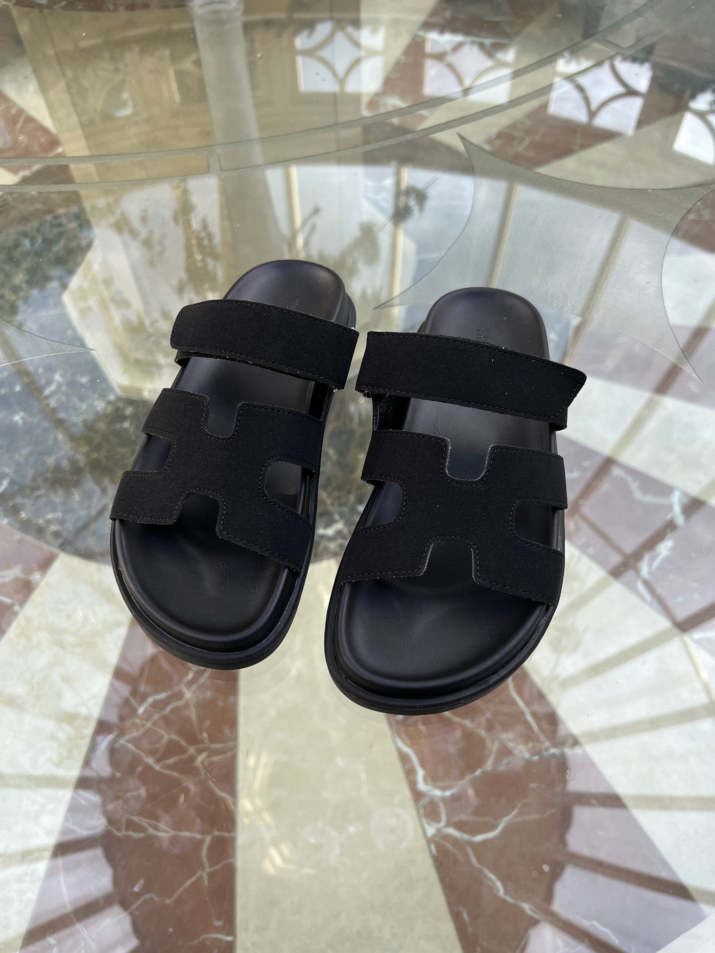 The Chunky Gladiator Sandal Black Faux Suede