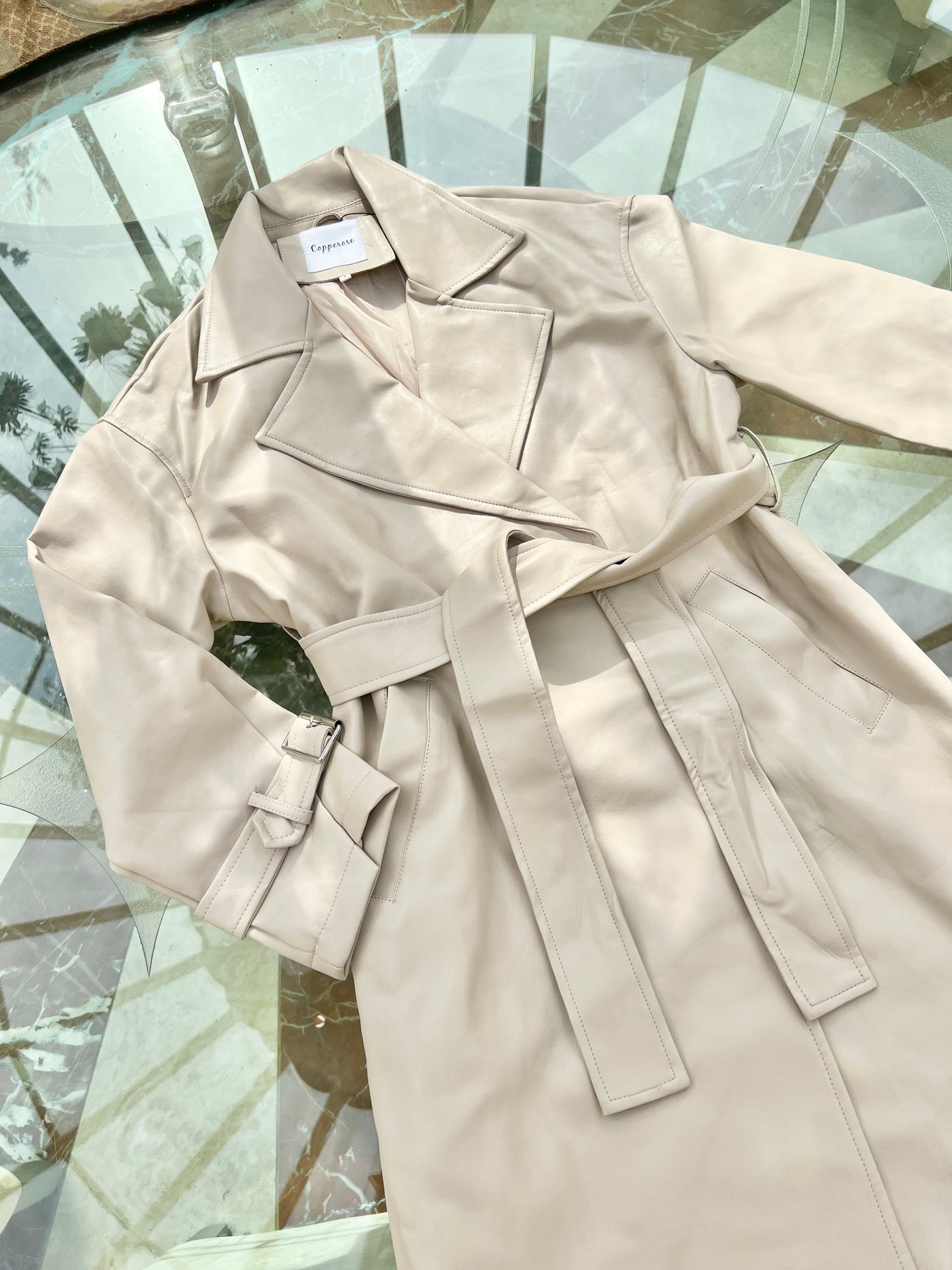 Faux Leather Trench Coat